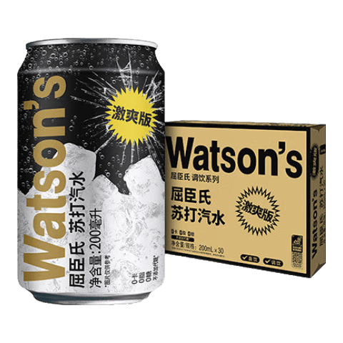 屈臣氏（Watsons）苏打汽水 气泡水调酒饮料分享装 升级款 原味200ml*30罐