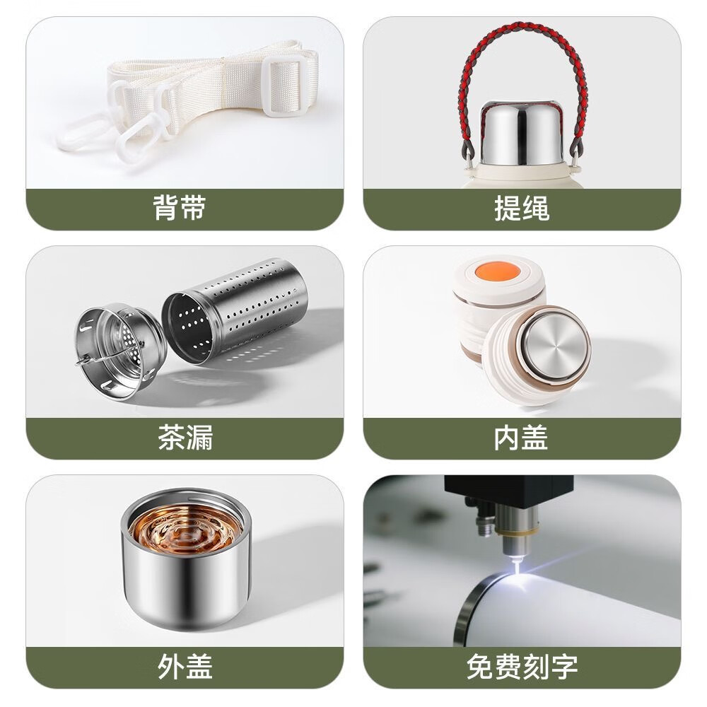 琪虎大容量保温杯25新款运动水壶吨桶吨户外大号冰霸保冷水杯子可刻字 绿色2500ML【冷热两用】5斤水