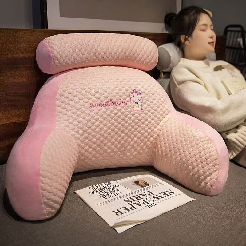 星寇夏凉3D冰豆豆床头靠垫软包护靠枕护腰靠背孕妇沙发枕床上看书枕头 sweet熊猫冰豆豆 含枕芯 标准