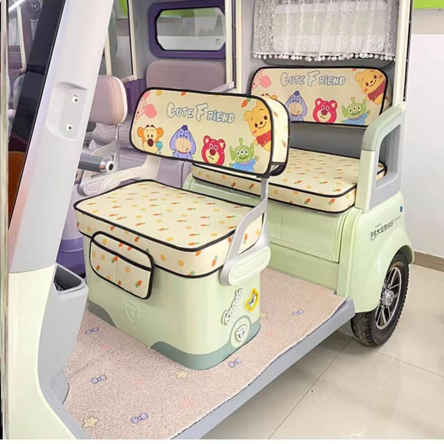 五铎适用爱玛乐维CA510三轮车坐垫套四季通用透气防滑乐维至臻版座套 可爱动物园 (加厚座套+送扶手套)