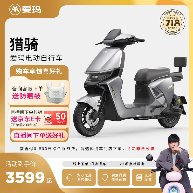 愛(ài)瑪（AIMA）【北京專(zhuān)享】獵騎新國標長(cháng)續航電瓶車(chē)成人男女代步豪華電動(dòng)車(chē)電動(dòng)自行車(chē) 到店自提選色