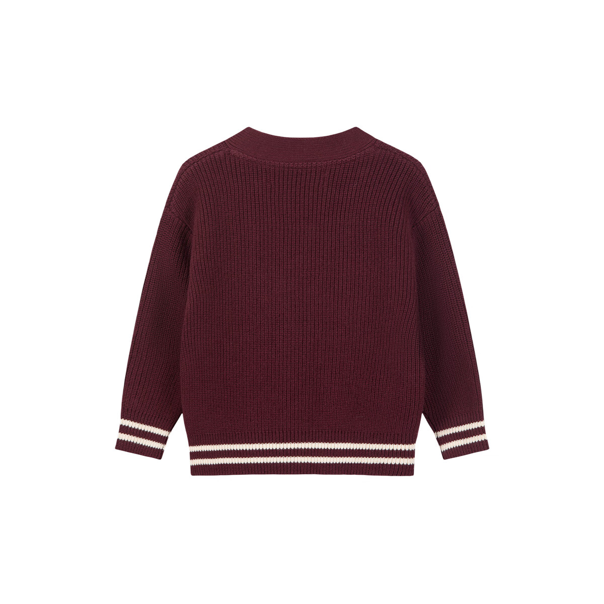 暇步士（Hush Puppies）童装儿童男大童2025秋季新款时尚童趣贴布绣马术系列开身线衣 波尔多红 110 cm