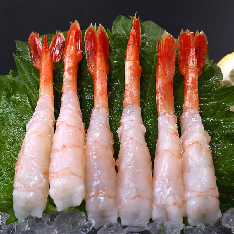 新鲜北极甜虾刺身甜虾生吃解冻即食去头去壳刺身日式料理拼 甜虾 30只 70克(净重)  *1盒