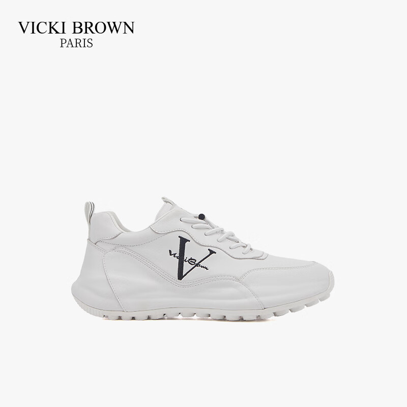 未毕（VICKI BROWN）法国品牌VB男鞋【法奢系列】舒适透气皮鞋男防滑休闲鞋包底老爹鞋 白色 38