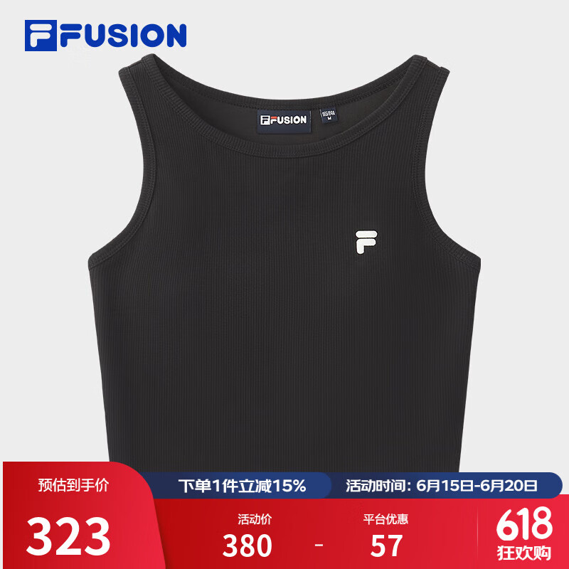 FILA FUSION斐樂潮牌女子針織背心2025夏季新款休閑緊身無袖上衣 正黑色-BK XS 155/76A/XS