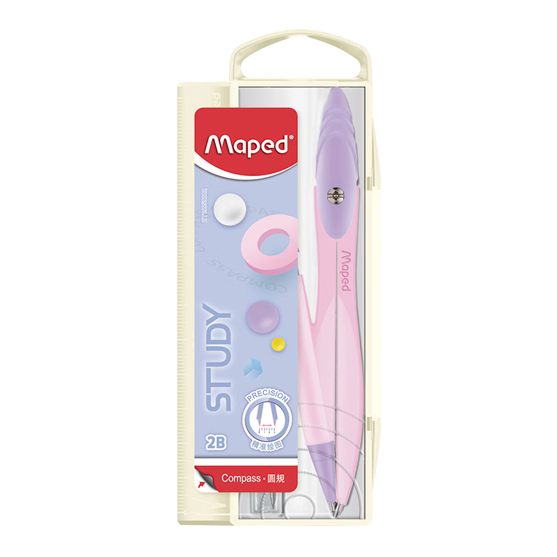 马培德（Maped）优学子彩色多功能绘图圆规 初高中小学生考试绘图圆规 工程制图绘图工具 自动铅款199395CH紫粉色