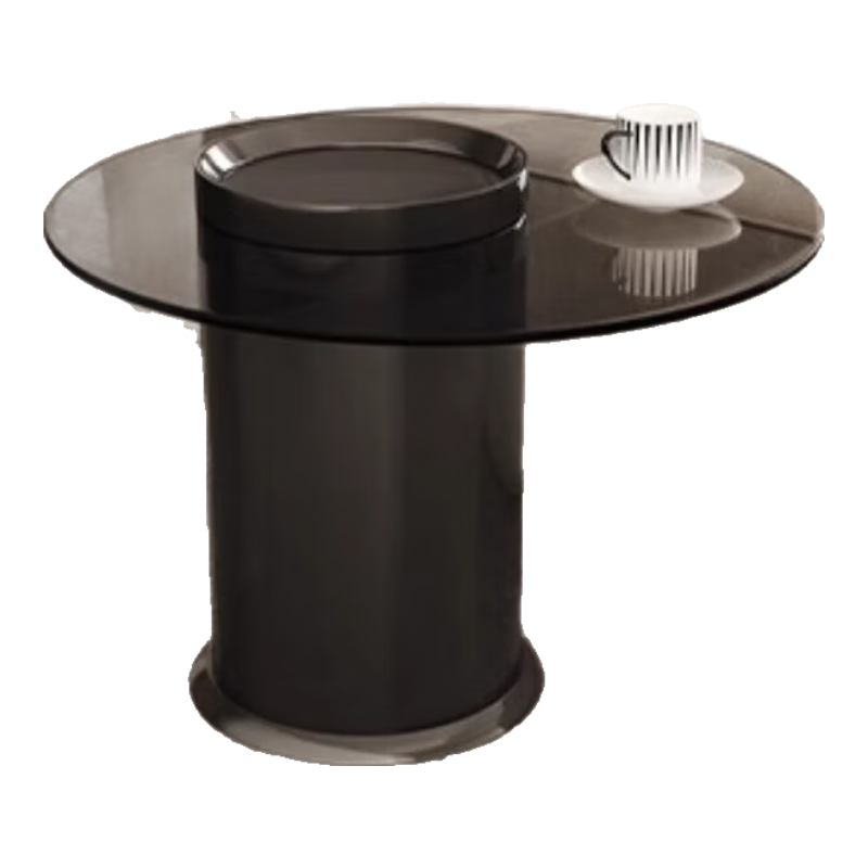 墨素高級玻璃鋼茶幾客廳大小戶型法式輕奢沙發(fā)邊幾陽臺茶桌角創(chuàng)意茶幾 黑圓玻黑柜【50】