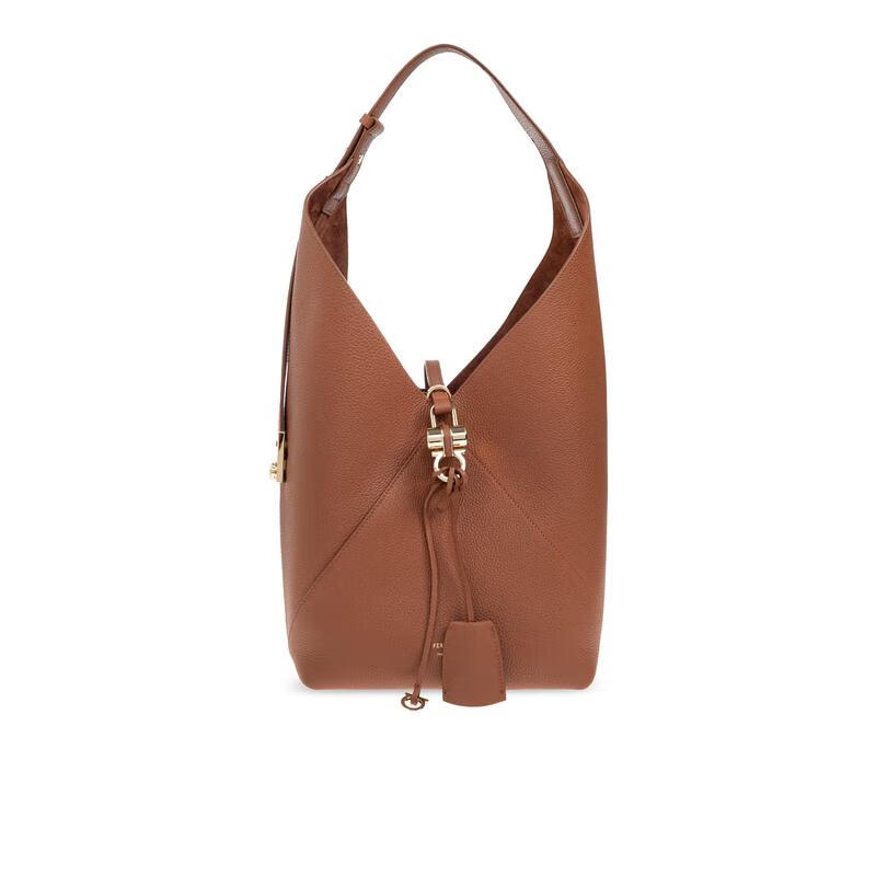菲拉格慕（Ferragamo）真皮手提包優(yōu)雅簡(jiǎn)約大容量女包通勤時(shí)尚百搭 棕色 TU