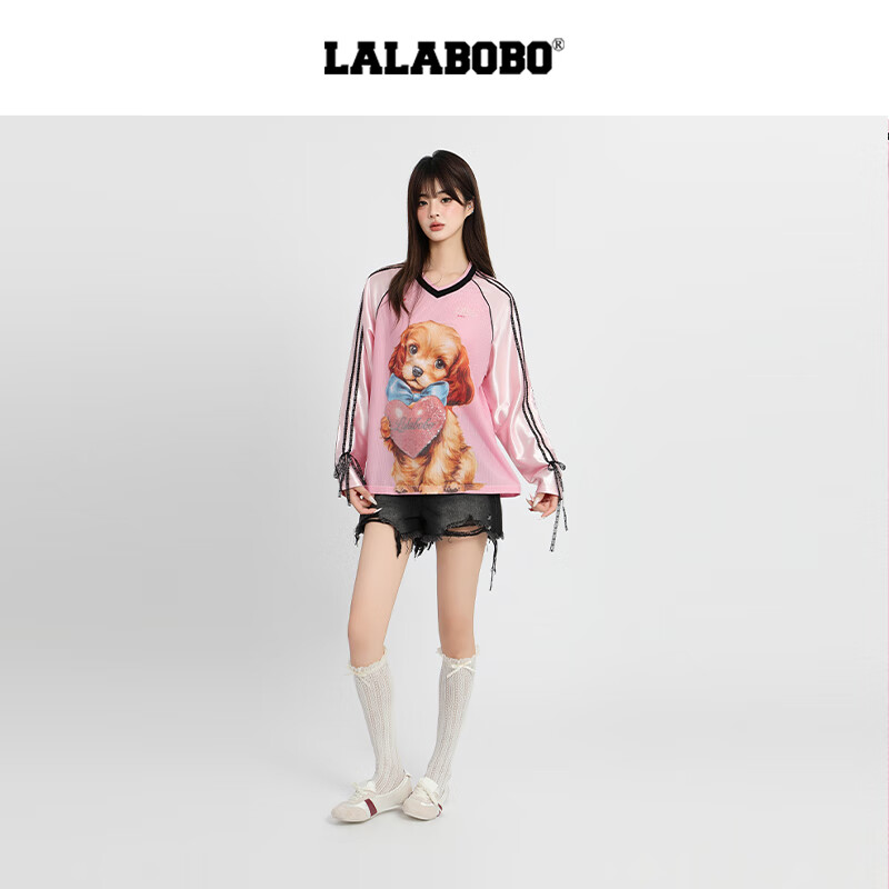 拉拉波波【快乐护卫队系列】LALABOBOT恤25年秋新款原创长袖印花上衣 M