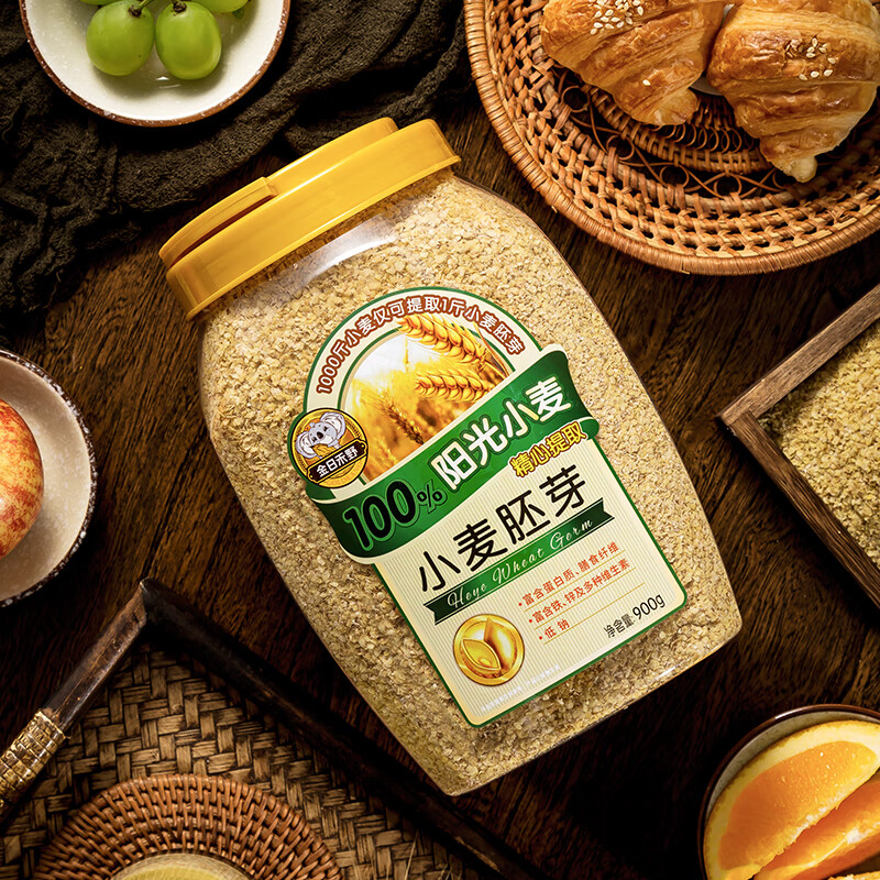 金日禾野小麥胚芽900g純胚芽粉片代餐粉即食谷物沖飲營(yíng)養早餐食品 小麥胚芽900g罐裝[高纖/高蛋白/ 罐裝