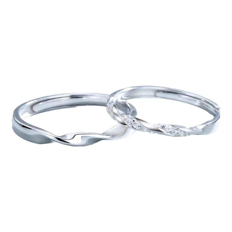 老凤祥 莫比乌斯对戒无限爱恋爱告白小众简约素圈百搭对戒开口可调 单戒男款【999足银】【品牌礼盒】 开口可调节