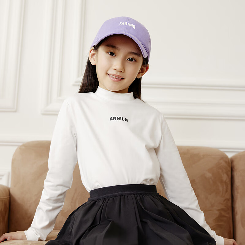 安奈儿童装男童女童中领长袖针织衫2025秋季新款 米白 110
