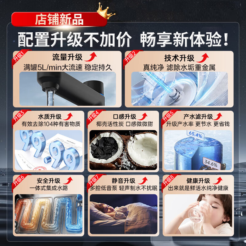 欧普照明净水器家用厨下式RO反渗透瞬时2000G出水0阻垢台下用净水机直饮一体机接自来水净饮机 【超大通量2000G】净水器