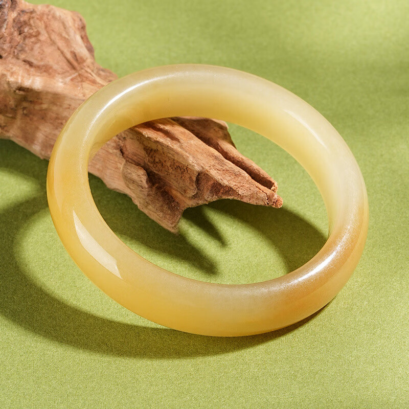 DOMAIWINS 礼物520翡翠平替款黄龙玉手镯玉镯一口糖黄翡玉石镯子女款 黄龙玉手镯玉镯 圈口64mm送传承包装+鉴定证书