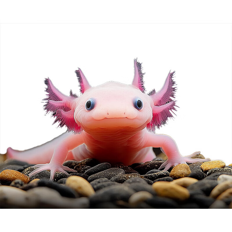 百纶木千六角恐龙鱼观赏鱼耐活鱼冷水鱼蝾螈活体六角龙小鱼网红淡水鱼观赏 4-7cm粉白+黄金六角共2只 送粮