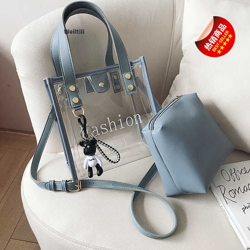 薇缇莉(Weiltili)学生透明果冻包包女2023新款潮韩版单肩时尚斜挎包百搭手提子母包 白色