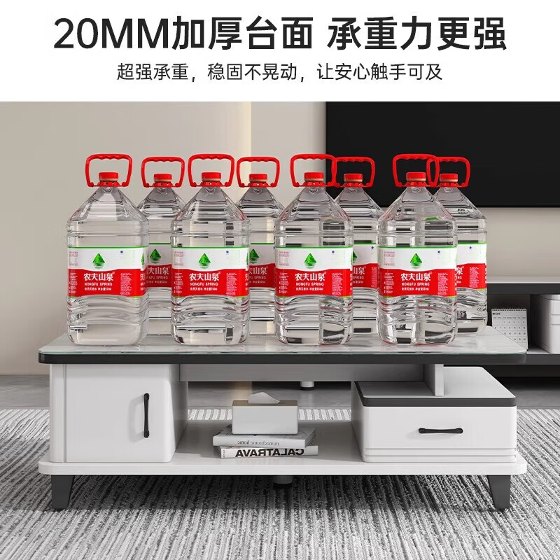 久伴吾茶几客厅岩板轻奢高级感2025新款沙发边几桌现代小户型方形茶桌 【钢化玻璃】暖白+纹理120*60*41 自行组装赠送工具