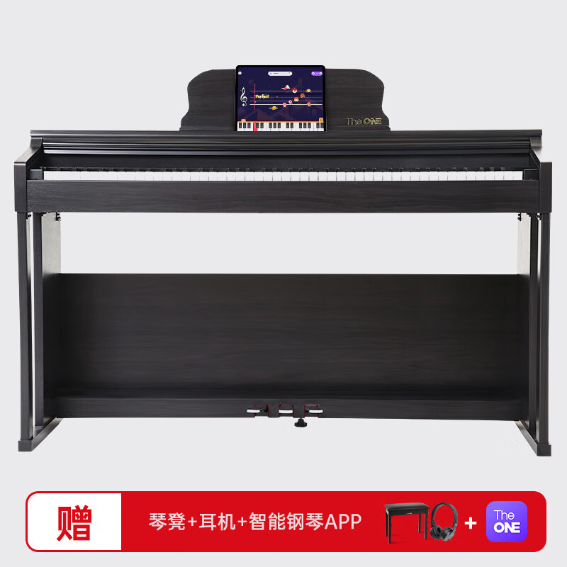 壹枱（The ONE）郎朗代言TheONE電鋼琴家用88鍵重錘兒童成人智能數碼鋼琴 旗艦款PLAY黑琴+耳機+單人琴凳+ 琴