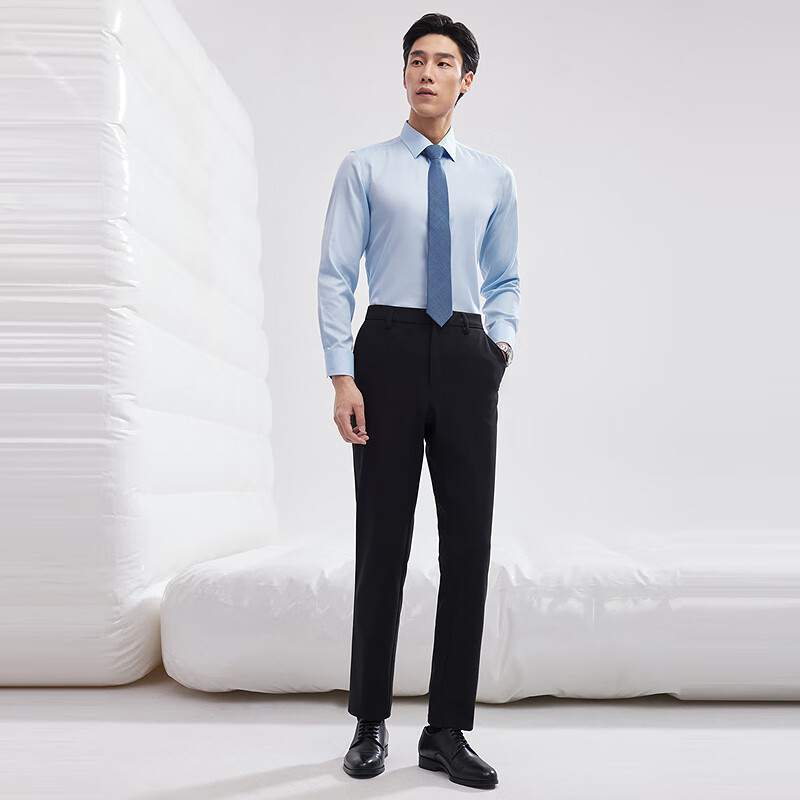 雅戈尔【200支纱+桑蚕丝+羊毛】衬衫男士新品秋冬青年长袖衬衫商务休闲 浅蓝VLTP119698IBY 41 （175/96Y）