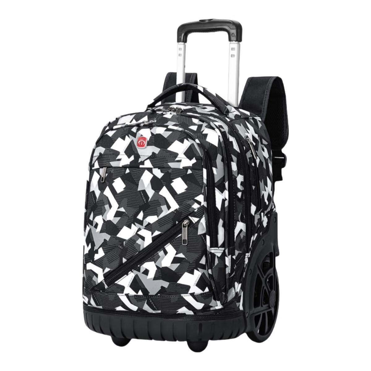 DLDELONG拉杆书包初中生大容量高中拉杆背包男女通用拉杆包爬楼梯书包防水 双拉杆真轴承拆卸静音轮宇宙方块