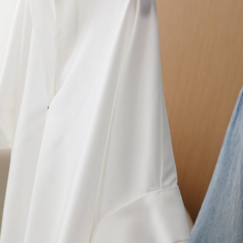 【优选好物】短袖衬衫女2025夏季新款宽松蝙蝠袖领宽松百搭衬衣显 白色【优质版】 XXS