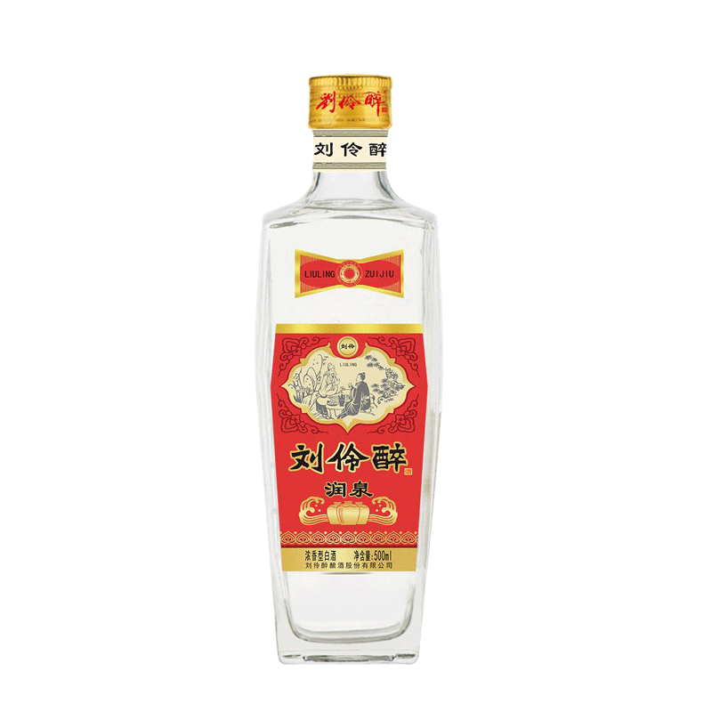 劉伶醉潤泉光瓶口糧酒濃香型白酒純糧食釀造固態(tài)法優(yōu)級中華老字號 500mL 1瓶 單瓶裝 42度