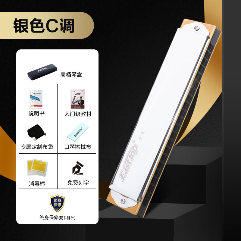 東方鼎（EAST TOP）重音口琴T2110演奏初級12個調(diào)性初學(xué)生成人 初學(xué)【C調(diào)】