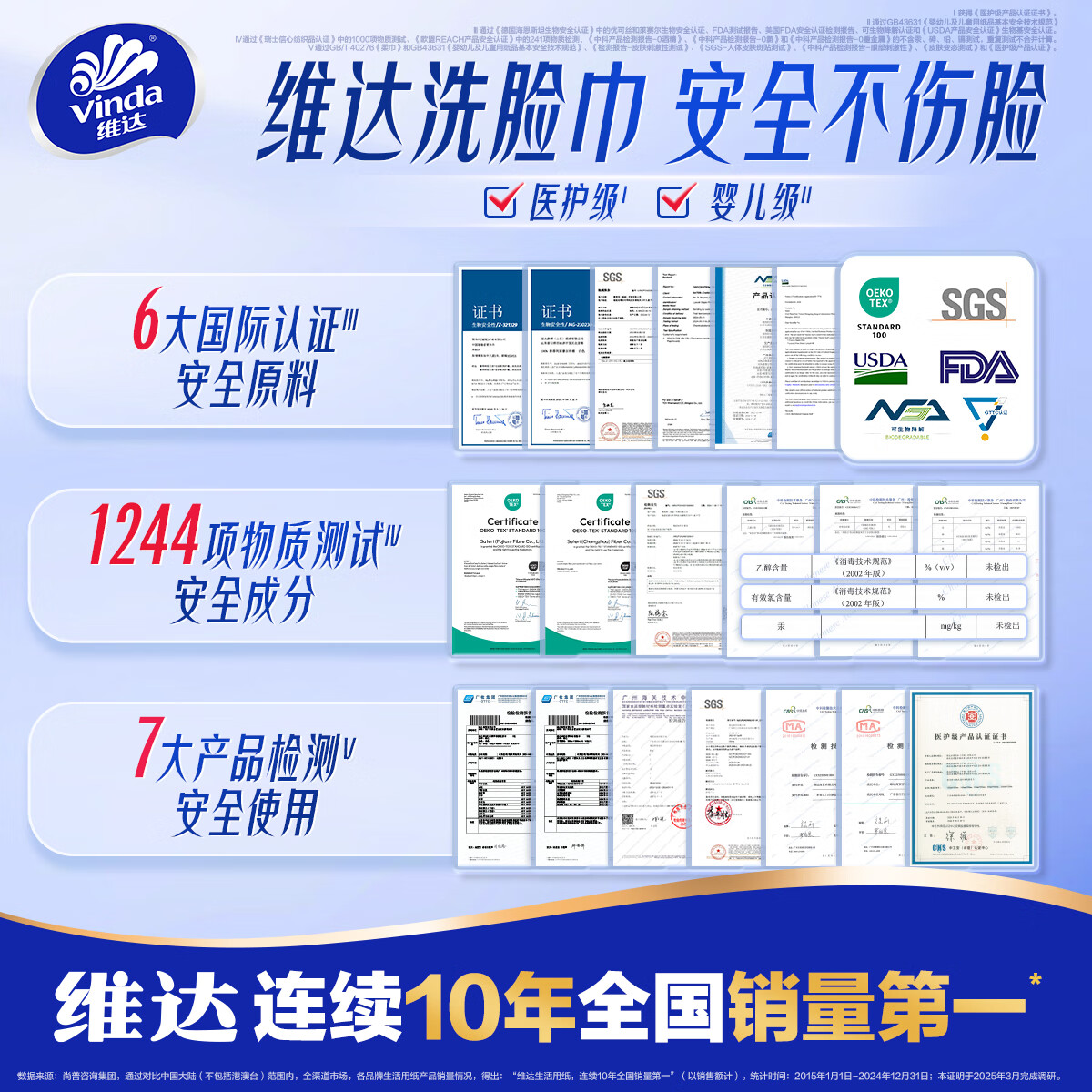 维达悬挂式洗脸巾家用洗面巾加厚洁面巾婴儿宝宝擦脸纸巾挂抽加大实惠 3包共180抽