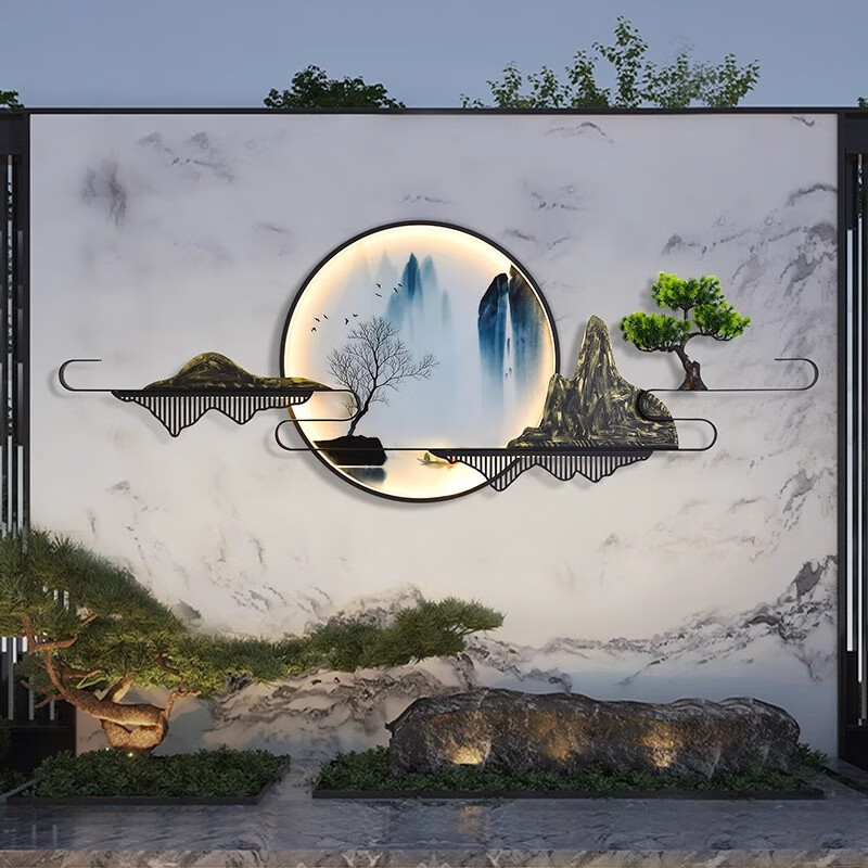 花石樓庭院燈太陽(yáng)能戶外燈圍墻造景裝飾燈新中式山水景觀燈別墅影壁墻燈 接線款-150CM-暖光 定制
