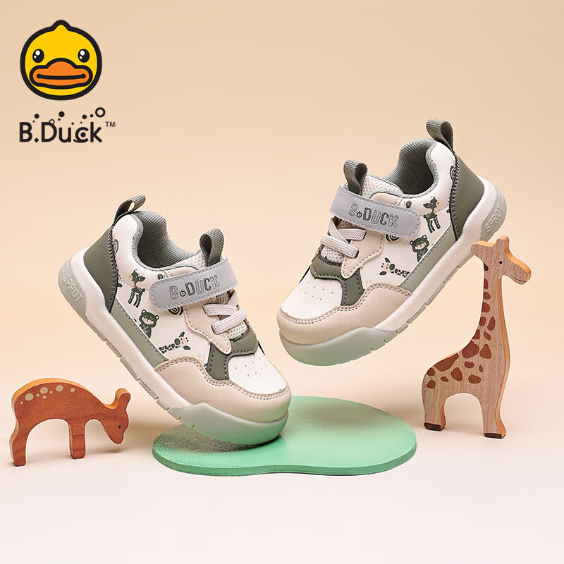 B.Duck小黄鸭童鞋宝宝鞋子春秋季软底学步鞋软底室内防滑婴儿鞋男女童鞋 米绿 26 码 适合脚长15.8-16.3cm