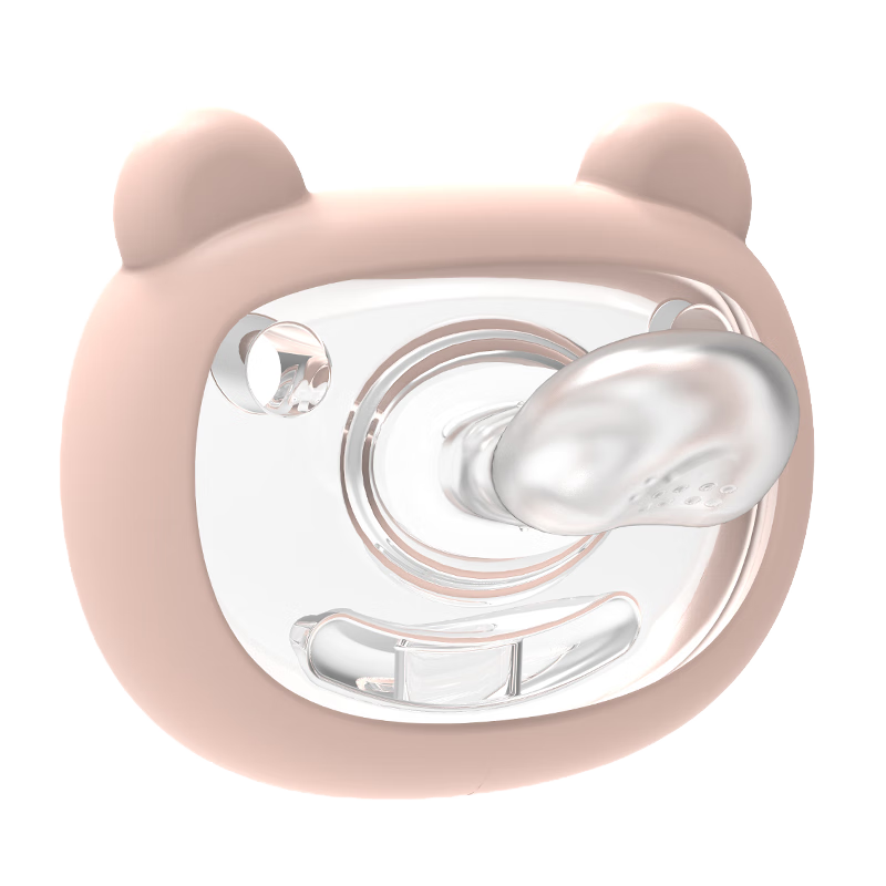 可菲尼（cofene）嬰兒安撫奶嘴0-3-6個月1歲以上新生兒防脹氣帶防掉鏈 扁頭+圓頭粉