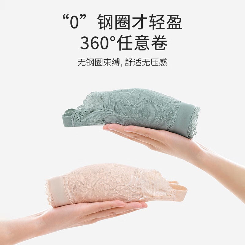 爱戴七夕节聚拢文胸新款升级2.0手掌杯无钢圈小胸显大收副调整型内衣 苍蓝色 85B