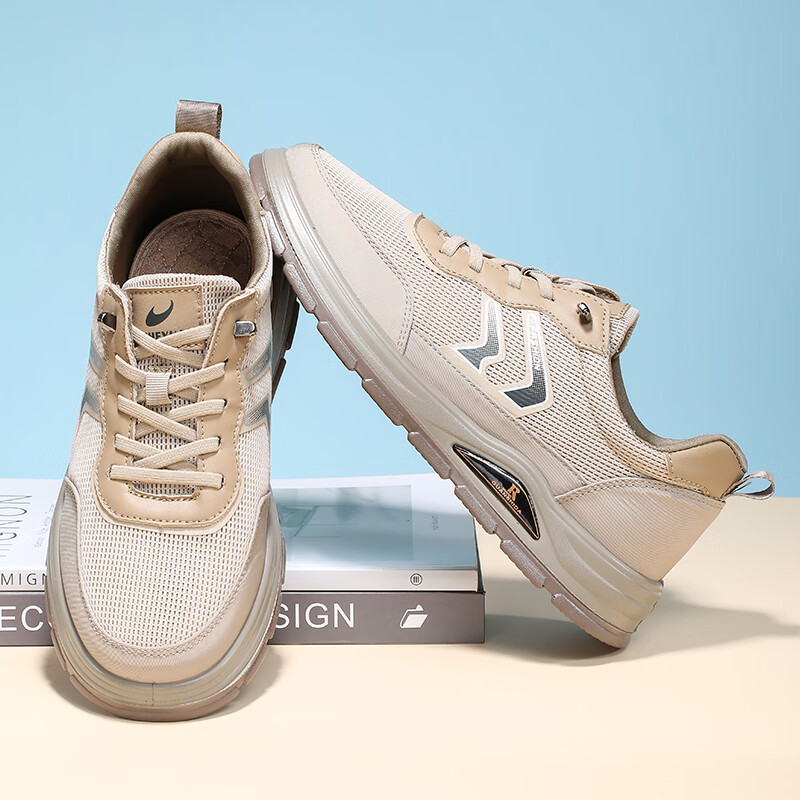 泰和源老北京布鞋男款2025新款夏季透气网面鞋时尚防滑软底休闲网眼板鞋 卡其色 78367 44