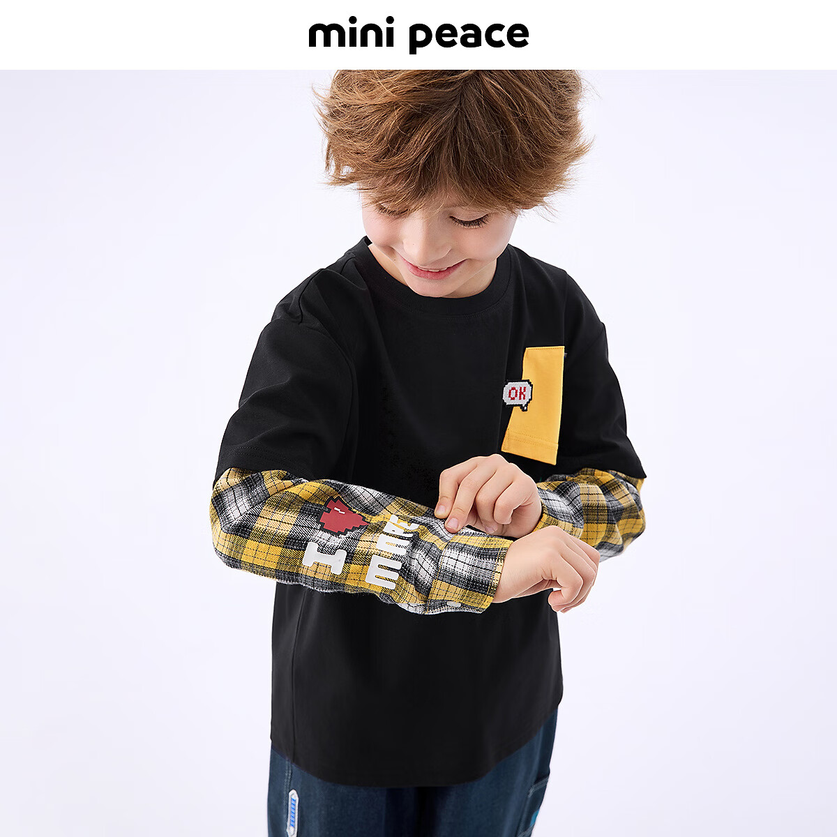 MiniPeace太平鸟童装秋新男童长袖T恤FACPF3111 黑色 110cm