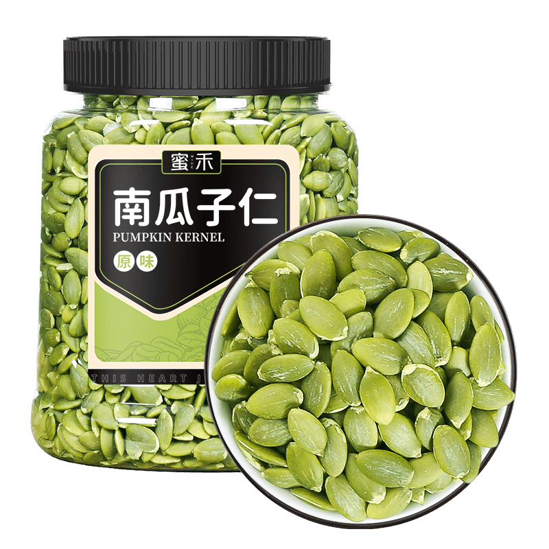 plus会员：蜜禾 新货原味南瓜子仁500g 罐装 每日坚果 健康休闲零食品