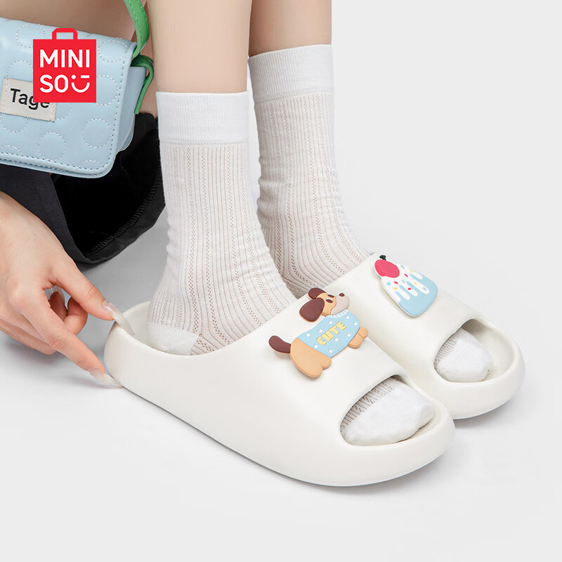 名创优品（MINISO）拖鞋女士夏季居家用踩屎感eva厚底浴室内洗澡防滑软弹情侣凉拖鞋 baby蓝 36-37 【适合35-36脚穿】