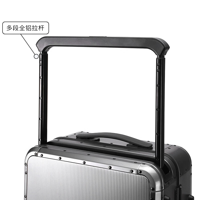 Walker Shop品牌行李箱全铝镁合金宽拉杆箱商务登机箱男女万向轮密码旅行箱子 经典黑 20英寸 【可登机】