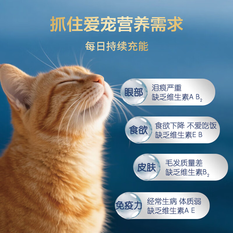 喵卡哆夫【MAKAR】宠物维生素益生菌卵磷脂鱼油 去泪痕美毛呕吐软便防掉毛 复合维生素片 【1瓶装】200片