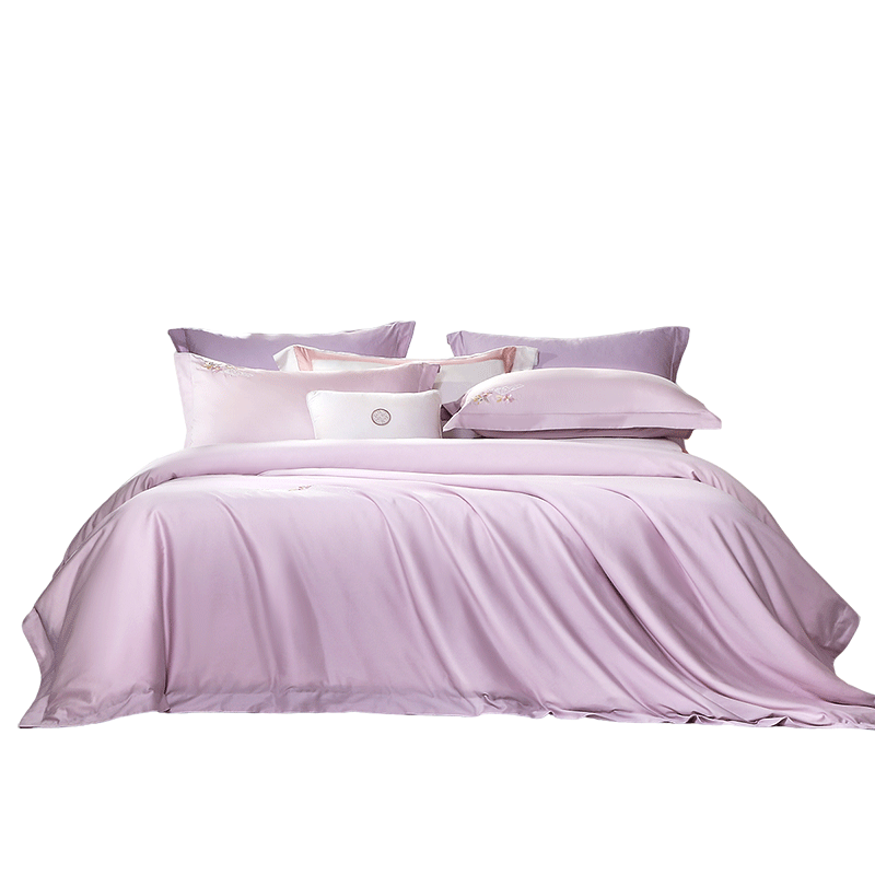 富安娜床上四件套 60S长绒棉刺绣套件 100%纯棉床单被套 单双人 203*229cm山色