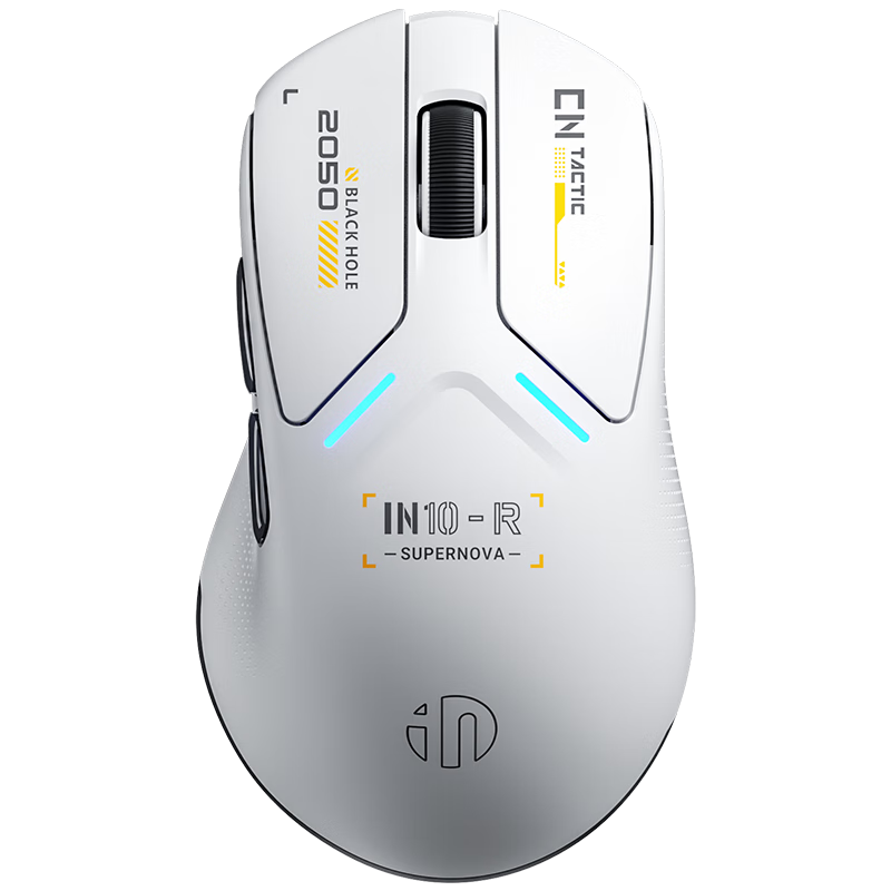 英菲克(INPHIC)IN10R无线游戏鼠标有线蓝牙三模PAW3395电竞轻量化右手工学趴握/2.6万DPI/8K回报率 星辉白