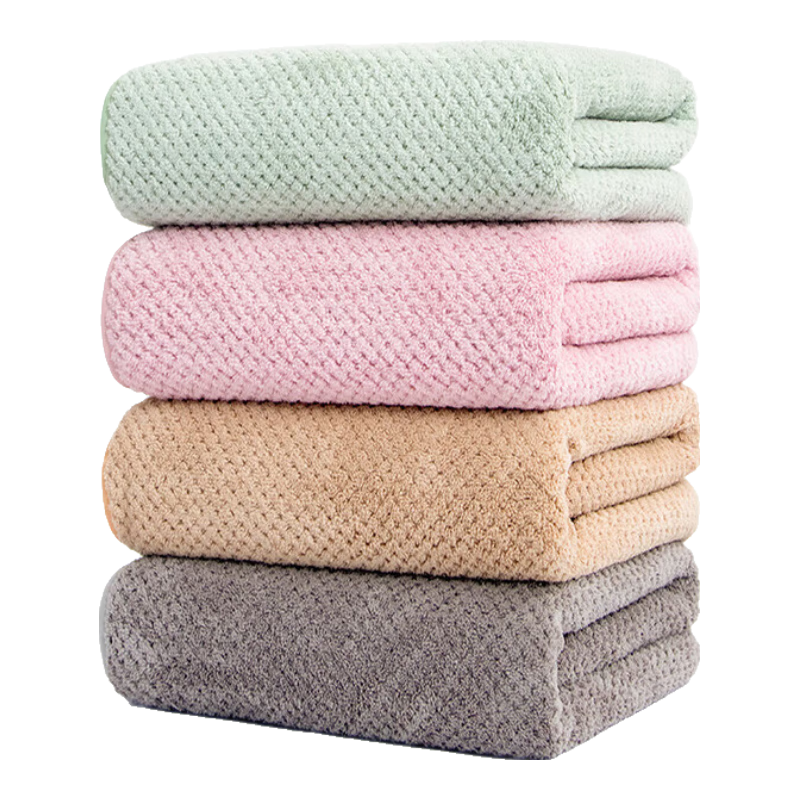 三利浴巾 A类珊瑚绒柔软吸水菠萝格浴巾干裹巾 70*140cm 灰色