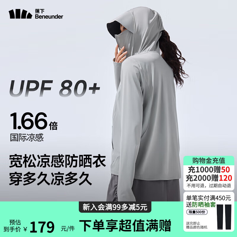 蕉下（beneunder）防晒衣女士防紫外线防晒服夏季轻薄透气外套防晒衫户外凉感透气 远山灰 S