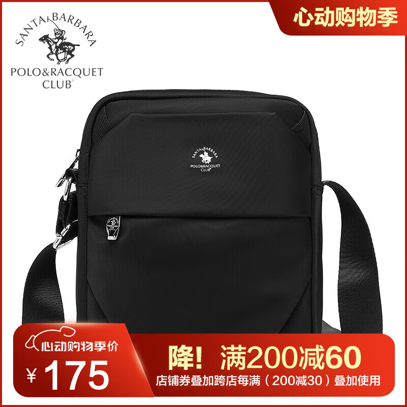 圣大保罗圣大保罗男士单肩包休闲斜挎包大容量轻便耐磨手机包旅游出行背包 黑色【可放11尺寸IPAD】