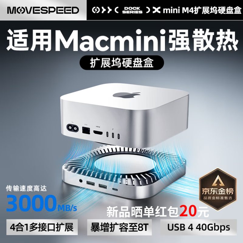 ٣MOVE SPEEDMacmini M4չӲ̺ SSDƶӲݴ洢 ɢȵչ 40G׵4/5ӿ619Ԫ
