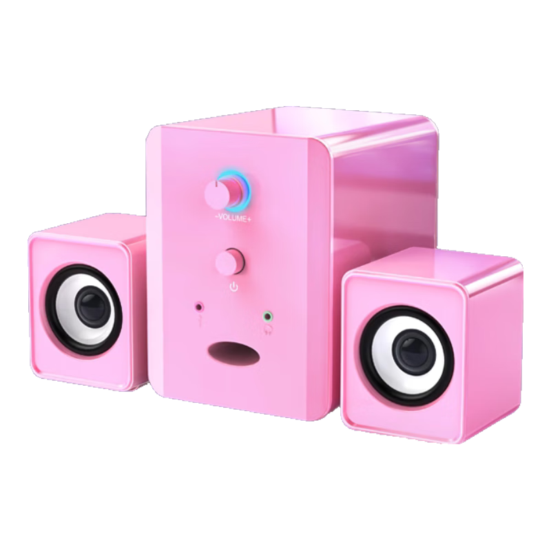 動感者 201電腦音響多媒體藍牙音箱低音炮有源臺式機桌面有線小鋼炮手機筆記本 升級粉【喇叭升級+帶耳麥孔】