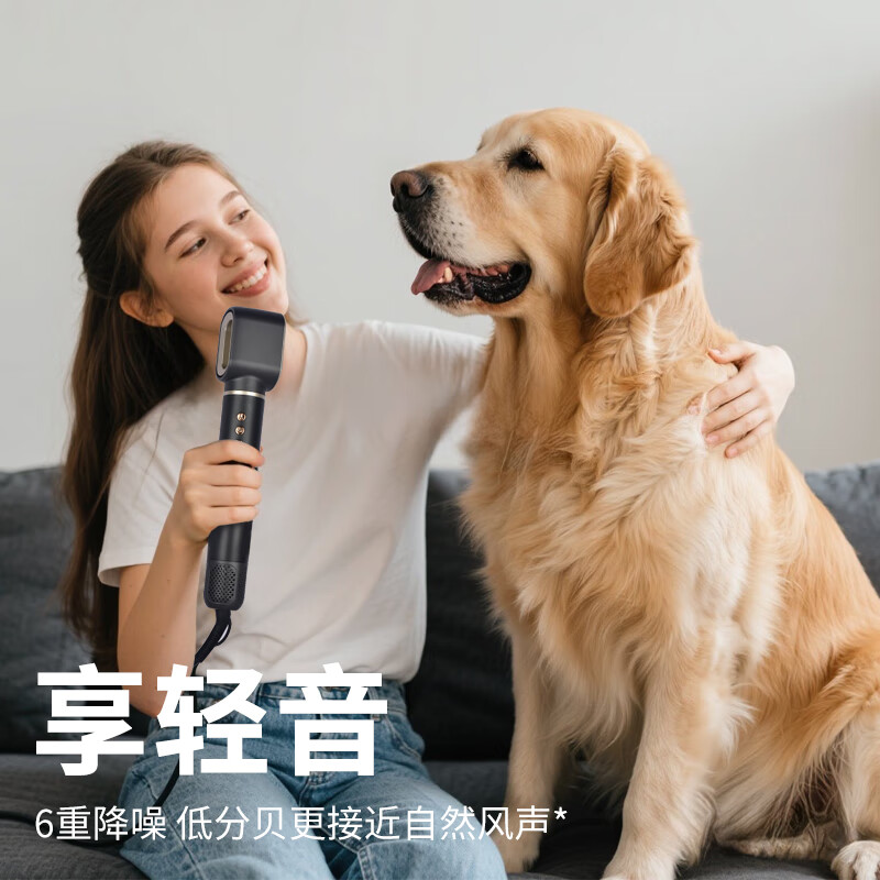 SIGETE高速静音电吹风机家用大功率大风力不伤发送学生送礼物便携速干负离子护发吹风筒家电配卷发棒神器 【典雅粉-金】顶配豪华吹卷五件套