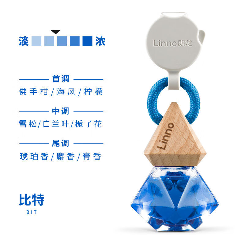 朗龍（Linno）汽車香水掛件車載車用香薰吊墜車內(nèi)裝飾品車上持久淡香精油男 晶鉆比特淡香 0g