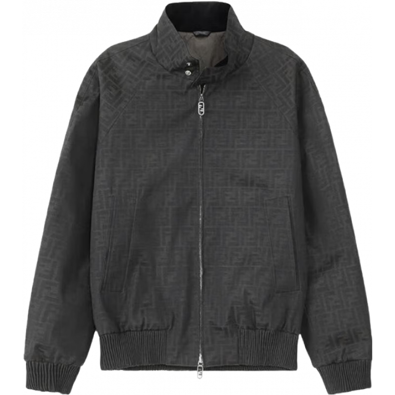 芬迪（FENDI）新品 男士薄款夹棉夹克上衣外套男装礼物男 FW1333 ASCK F1440 棕色通体FF老花图案 48 /m