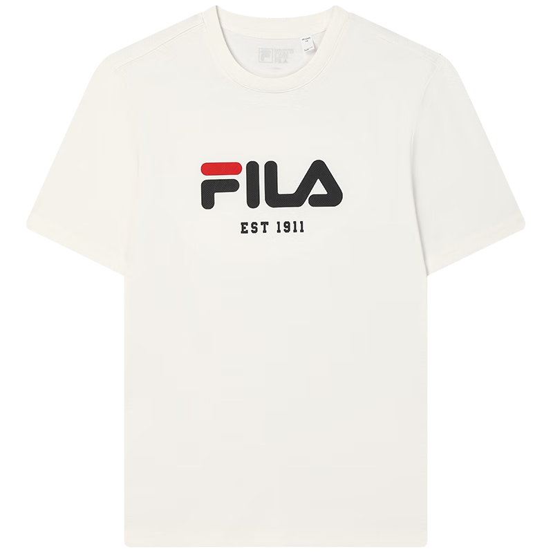 FILA 斐乐官方男女同款针织T恤2025年夏季纯棉宽松休闲情侣短袖t恤