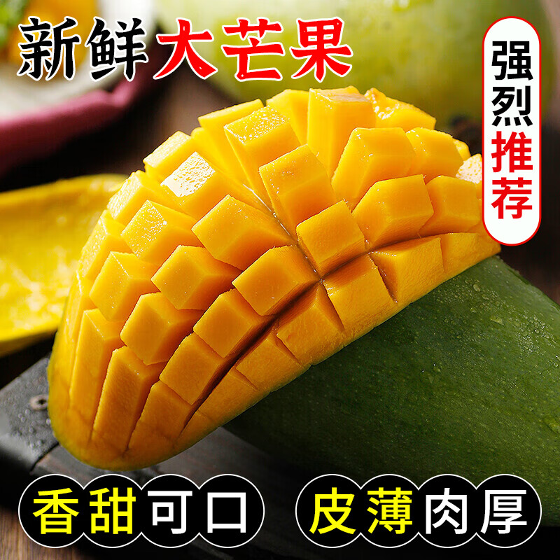广供天下青芒芒果香芒果甜青皮大芒果大青芒水果特产整箱 5斤大果250-350g 京东折扣/优惠券
